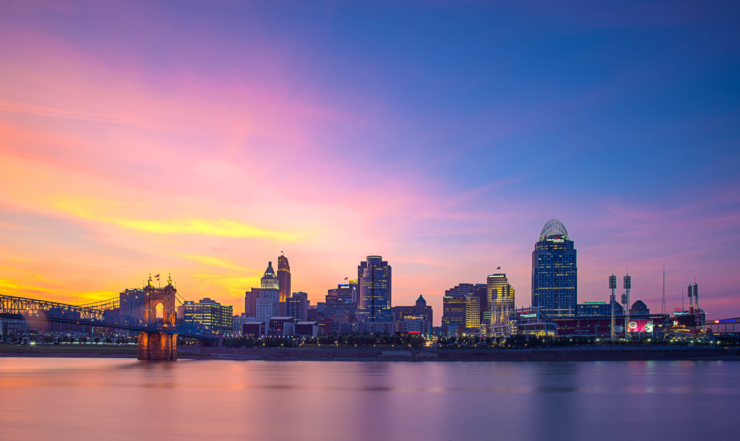 Sunset in Ohio River Cincinnati