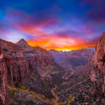 Sunset at Canyon Overlook Trail in Zion National Park